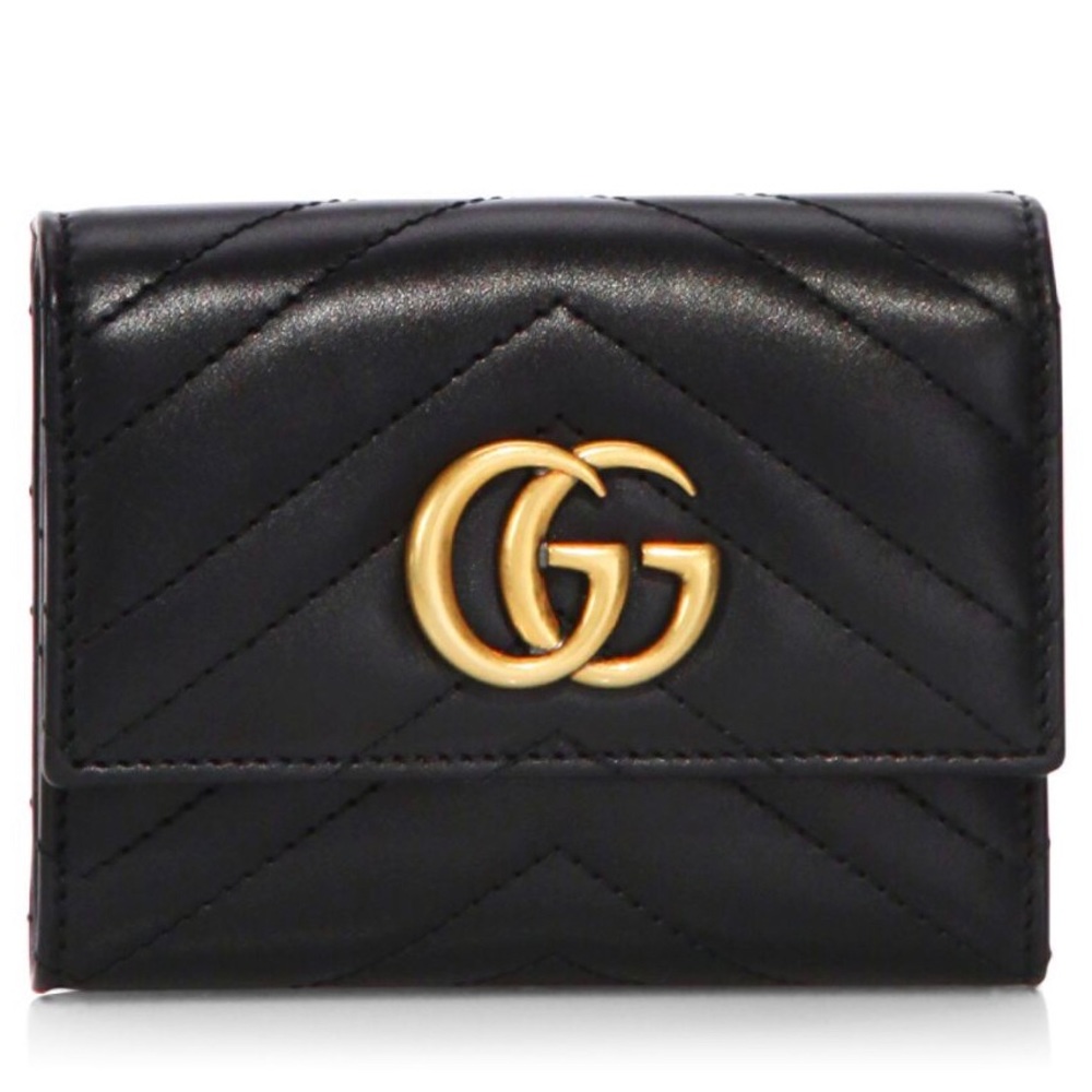 💯AUTHENTIC GUCCI MARMONT MATELASSÉ TRIFOLD WALLET